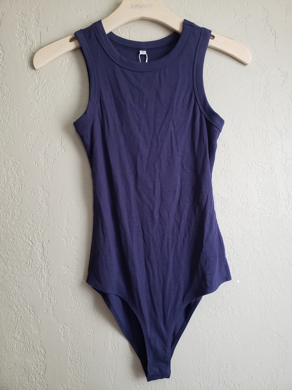 Ribbed Navy Sleeveless Bodysuit - Classic Fit